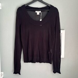 NWT Club Monaco signature scoop neck sweater, sheer black, large